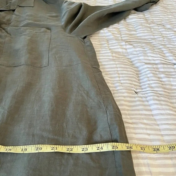 Pietro Brunelli Oversized Linen Blend Button Up Shirt Olive Green Sz S Lagenlook - Picture 9 of 12